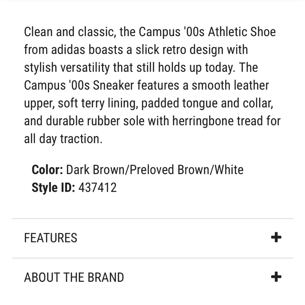 adidas Campus '00s Dark Brown/Preloved Brown/White Youth Size 4 1/2 - Picture 12 of 13